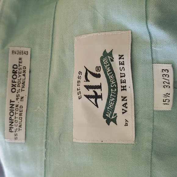 Van Heusen New Classic Fit Dressing Shirt 15 1/2 32-33 Agua blueish - Picture 3 of 4